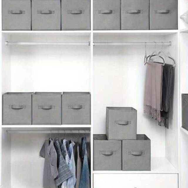 SHEIN 4PCS Cube Storage Boxes 27x27x28cm Foldable Organiser Basket Containers Fabric With Handles Collapsible Storage Box Clothes Basket Containers For Home