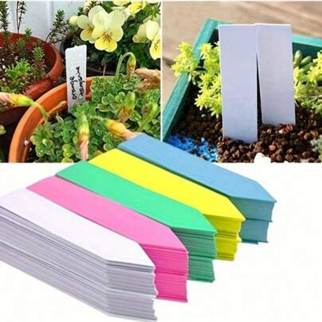 SHEIN 100pcs Waterproof Plastic Plant Tags - 1.97&#34; X 0.39&#34;, Garden Tags For Nursery Stakes And Pots, Reusable Outdoor Plant Identification Signs With Colorf