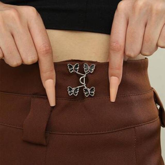 SHEIN 1pc Adjustable Metal Waist Cincher Belt, Removable Decoration For Pants & Skirts, Prevents Wardrobe Malfunctions, Suitable For Summer Casual Wear, Gif