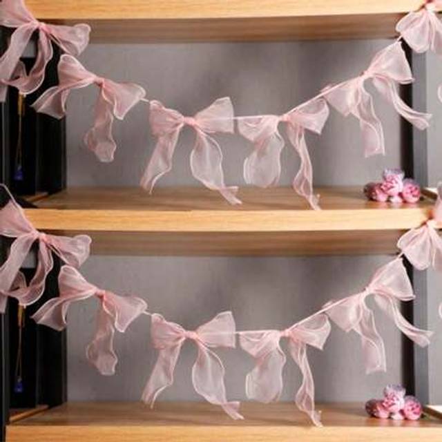 SHEIN 1PC Mesh/Lace Bow Pull Flower, Holiday Atmosphere Decoration Props, Room Decoration, Birthday Party Supplies, Shooting Props, Baby Shower Supplies