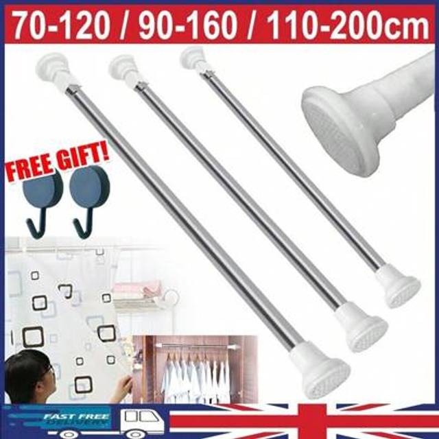 SHEIN Heavy Duty Extendable Telescopic Shower Curtain Pole Rail Rod Bath Door Window Home Bathroom Decor Summer