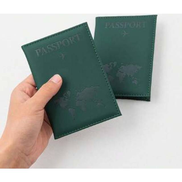 SHEIN 1pc Creative Dark Green Pu Passport Case With Ticket Holder, Fashionable Passport Cover Suitable For Protecting Passport During Holiday Travel For Tra