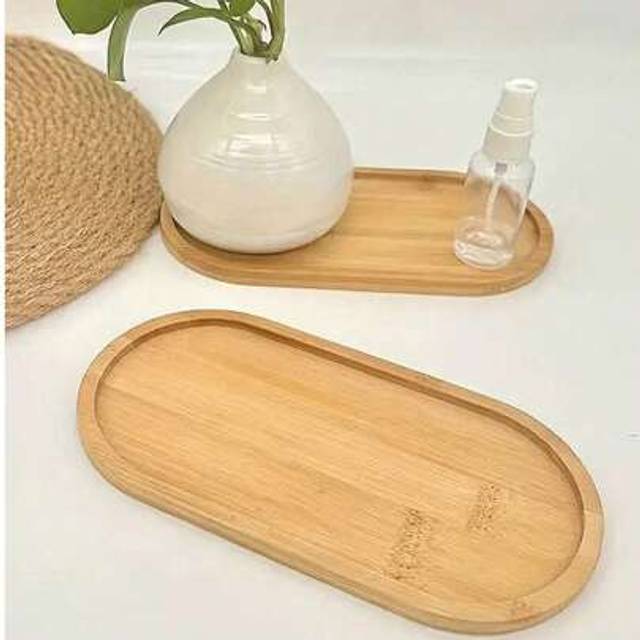 SHEIN 1pc/3pcs Multi-Functional Bamboo Wood Tray, Oval/Deer/Kitten/Heart Shaped Wooden Tray, Serving Platter, Bamboo Tea Tray, Fruit Platter, Oval Tea Pot T