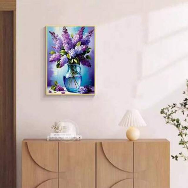 SHEIN 1pc DIY Diamond Painting Rhinestone Embroidery Vase Flower Home Decor, Full Drill, 11.8*15.7in