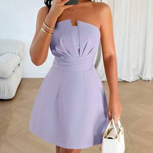 SHEIN Women&#39;s Elegant And Tube Top Dress Solid Color