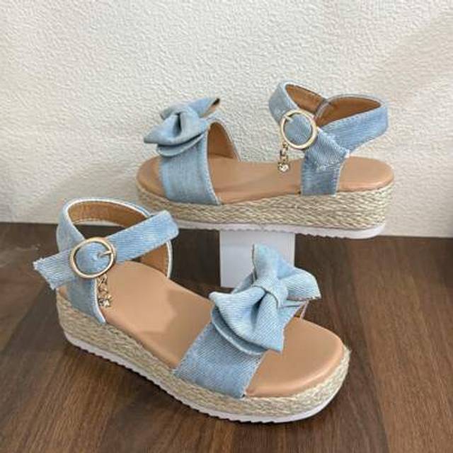 SHEIN Kids/Girls&#39; Woven Rope Flat Sandals, Comfortable Soft Sole Casual Slippers For Outdoor Wear, Large Size