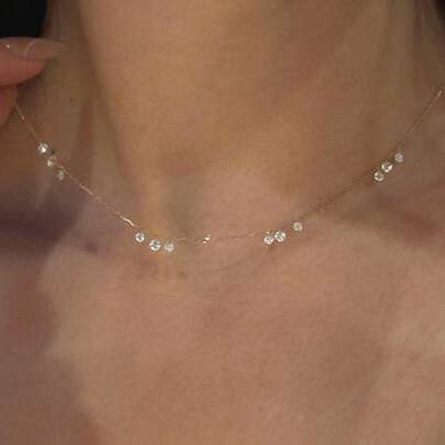 SHEIN 1 Piece Of Simple And Elegant S925 Sterling Silver Water Droplet Zirconia Pendant Necklace, Light Collarbone Chain, Versatile For Commuting, Gift Givi