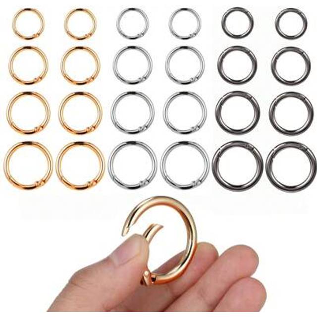 SHEIN 5pcs Key Ring Clip, Round Keychain Rings, Round Carabiner Clip For Keys, Buckle, Bags, Purses - Key Chain Hooks Replacement Keychains Lanyard DIY Craf