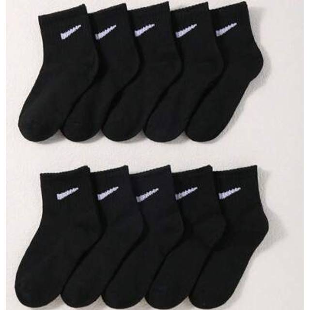 SHEIN 10 Pairs Of Children&#39;s Solid Color Elastic Soft Socks For Daily Life And Sports, Deodorant Athletic Socks, Versatile And Casual Kids Socks Black Teen