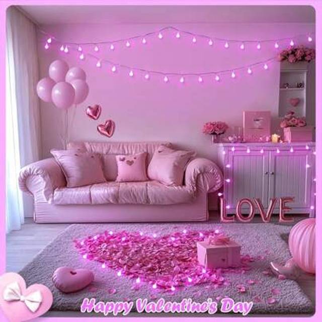 SHEIN 1pc 1.5/3/6M/10/20/40 LED Pink Globe String Lights, Battery Operated Fairy Lights, Suitable For Baby Room Decoration, Bedroom, Living Room, Party, Wed