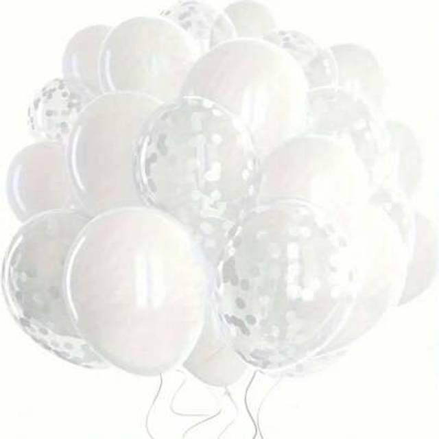 SHEIN 30pcs/Set White Latex Round Balloons, Suitable For Weddings, Engagements, Valentine&#39;s Day, Bridal Showers, Birthdays And Other Decorative Party Occasi