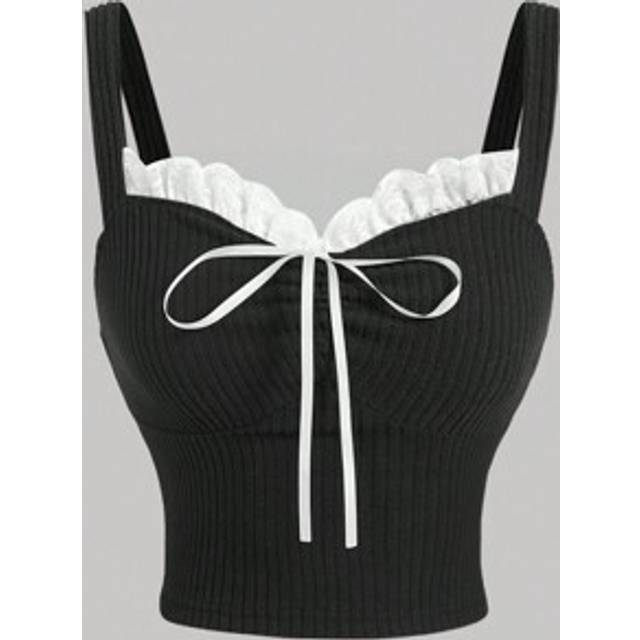 SHEIN Black Lace Trim Camisole Tank Top For Women,Cruise Women Outfits,Halloween Clothes,Fall Women,Sexy Top,Fall Tops,Cruise Women Outfits