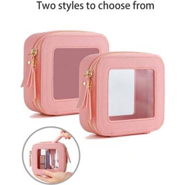 SHEIN Clear Small Cosmetic Bag For Purse Clear Mini Makeup Bag For School Cute Clear Make Up Pouch For Travel Tiny Leather Pink Make Up Organizer Case For B