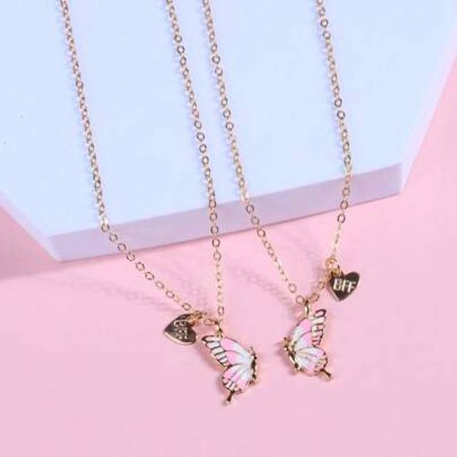 SHEIN Two BFF Good Friend Necklaces Zinc Alloy Electroplated Gold Necklace Graduation School Gift Ramadan