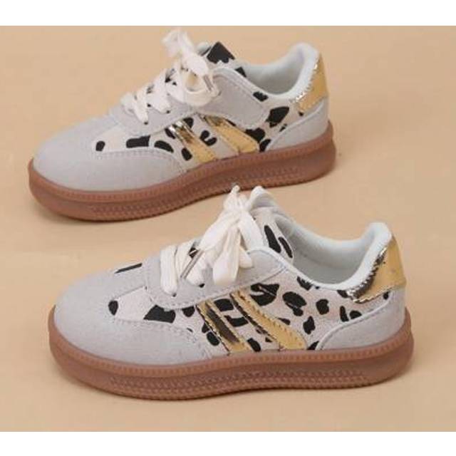 SHEIN Kids Slip-On Sneakers, New Design Girls Leopard Print Trainers, Soft Sole Toddler Sport Shoes