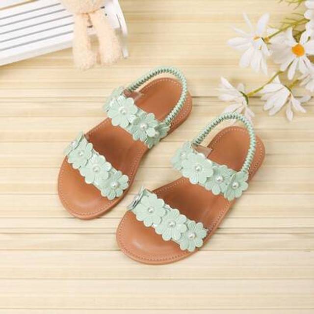 SHEIN Girls&#39; Cute Sweet Style White Daily Fashionable Flat Sandals, Children Casual Princess Beach Shoes, Spring/Summer