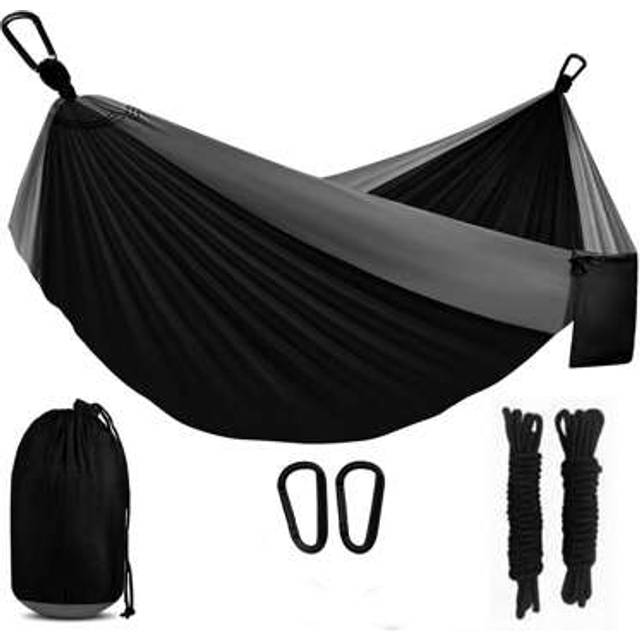 SHEIN Camping Hammock, Single & Double Portable Hammock With 2 Tree Straps, Lightweight Parachute Nylon Hammock Suitable For Backpacking, Travel, Beach, Bac