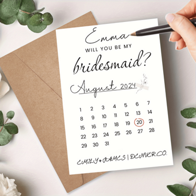 SHEIN 1pc Charming Bridesmaid Proposal Card - Funny & Heartfelt Invitation Idea - Perfect Wedding Gift For Her - English Text - For Bridesmaids - To Propose