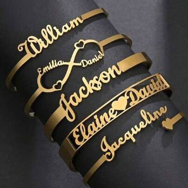 SHEIN Personalized Bracelets In Different Styles, Customizable With English And Arabic Characters, 18k Gold-Plated Stainless Steel Bracelet, Including Gift