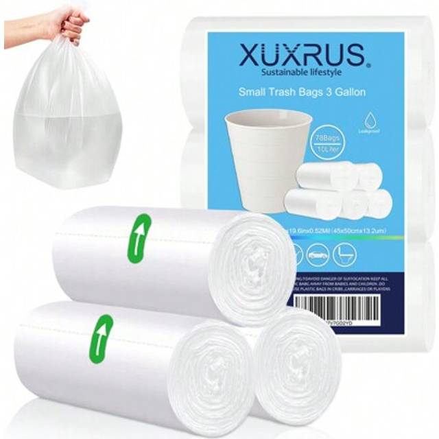 SHEIN Pedal Bin Liners 10l Small Clear Plastic Bin Bags 78 Counts Strong Wastebasket Trash Can Bin Liners For Bathroom Toilet,Bedroom, Office,Desk,Fit 10-15