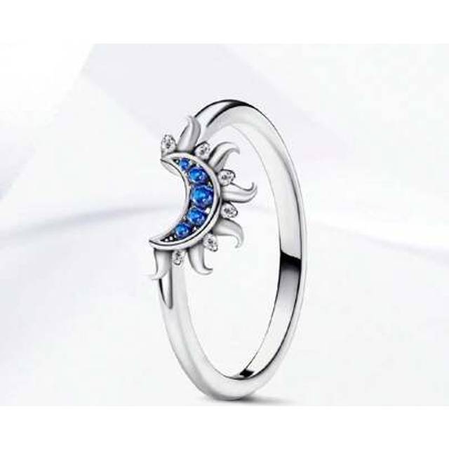 SHEIN 1PC Twisted Blue Moon Ring With Diamonds With Diamonds Wedding Band For Women Girls Promise Ring Eternity Ring Fine Ladies Jewelery Gift
