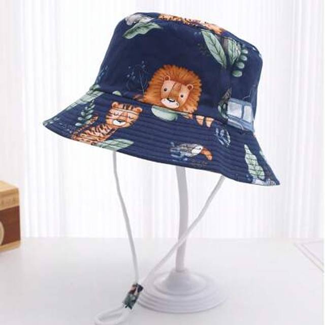 SHEIN 1pc Kids Cute Cartoon Lion Print Adjustable Sun Protection Casual Bucket Hat, Spring/Summer