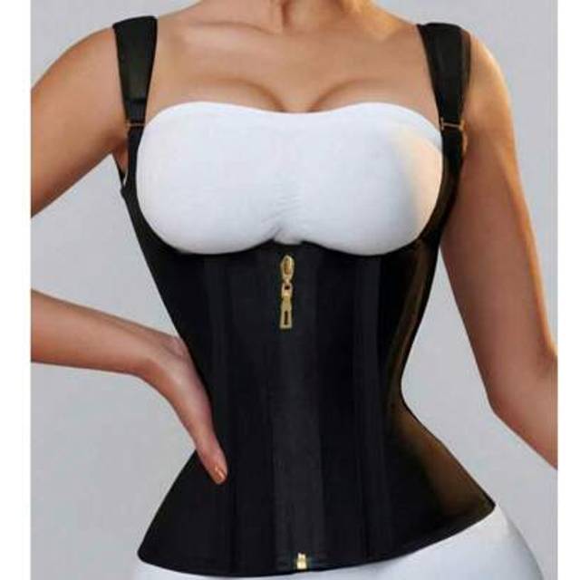 SHEIN 1PC Women&#39;s Black Latex Corset , Shaping Top,Tummy Control ,Firm Waist , Body Shaper, Colombian Waist Belt , Suitable For Daily Yoga And Body Shaping,