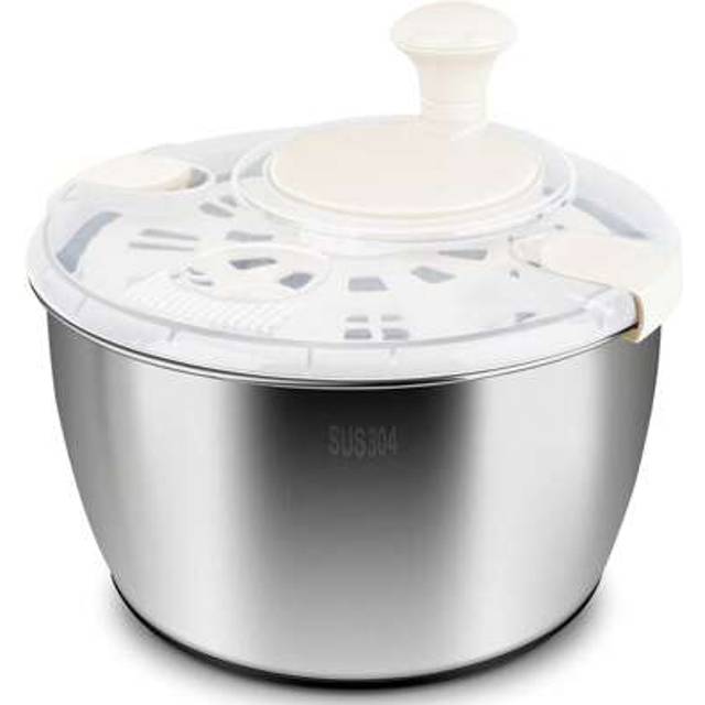 SHEIN Salad Spinner Stainless Steel Large, Multi-Use Lettuce Spinner Wash Spin And Dry Fruits And Vegetables With Drain Bowl Colander Spinner (5 Qt)