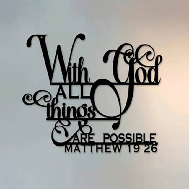 SHEIN 1pc Inspirational &#34;With God, All Things Are Possible&#34; Metal Wall Art - Matthew 19:26 Bible Verse, Suitable For Home, Living Room, Patio Or Garden Deco