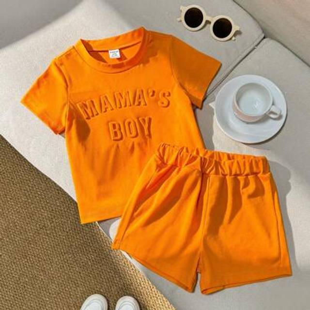 SHEIN Flower Pattern Grey Embossed Street Fashion Baby Boy Outfit With Raised Texture Khaki For Baby Boybaby Set Boyplain Baby Boys Sets