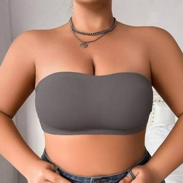 SHEIN Plus Size Women Strapless Criss-Cross Back Hook Closure Wireless Tube Top Camisole Bra