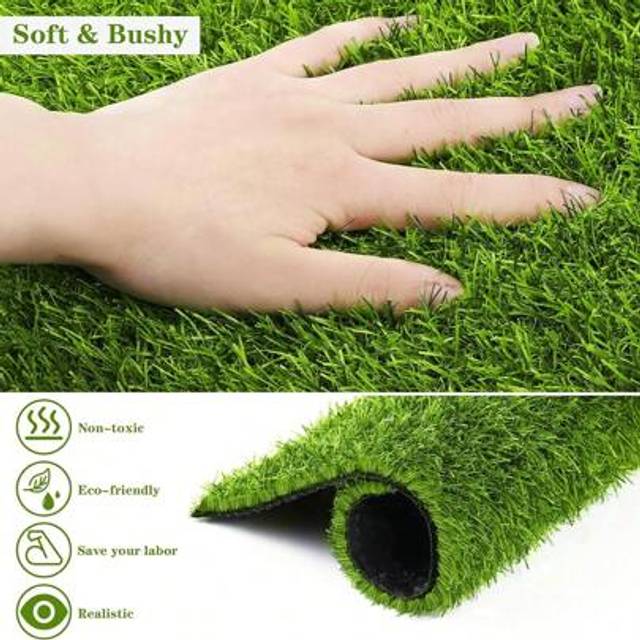 SHEIN 1pc 50*500cm Artificial Grass Carpet, Realistic Lawn Mat For Wedding, Outdoor Camping, Floor Covering, Kindergarten, Green Fake Grass Rug