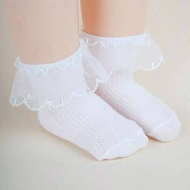 SHEIN 3 Pairs Girls Lace & Mesh Elegant Princess Style Socks, Versatile Hollow-Out Texture Socks, Summer Lady Socks