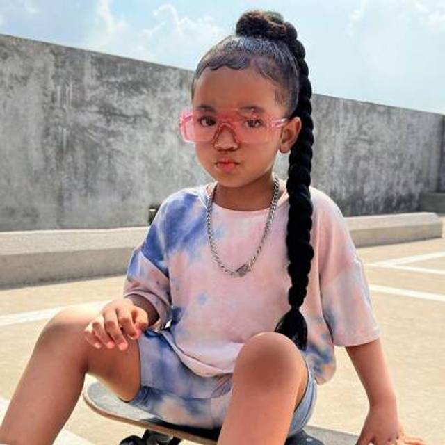 SHEIN SLAYR KIDS 2pcs/Set Young Girl Casual Tie Dye Printed Loose Fit T-Shirt And Skinny Leggings Set