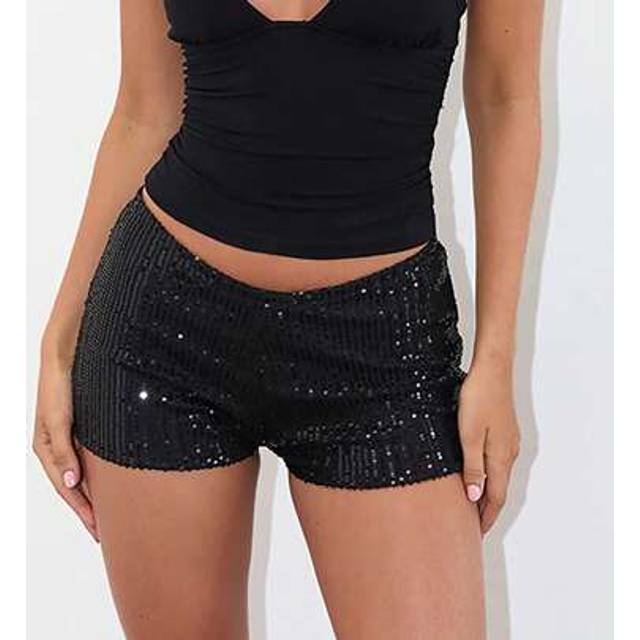 SHEIN Women&#39;s Sparkly Sequin Shorts Sexy Low Rise Bodycon  Y2k Sexy Hot Pants Party Rave Hot Pants Mini Shorts