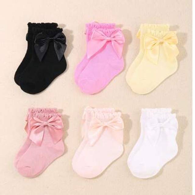SHEIN 6 Pairs Cute And Soft Baby Socks With Bows For Baby Girl Fashion Newborn Socks For Outfit Baby Shower Gift