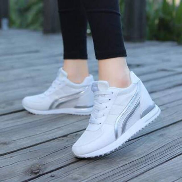 SHEIN Women&#39;s Breathable Mesh Sneakers - Casual Lace-Up, Height-Boosting Platform Shoes With Air Cushion Comfort For All Seasons