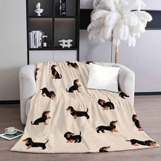 SHEIN A Flannel Blanket With A Happy Dog Pattern Printed On It, Soft And Lightweight, Suitable For Year-Round Use, Is The Perfect Gift For Pet Lovers. Anima