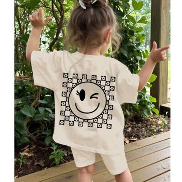 SHEIN Baby Girl Casual Minimalist Short Sleeve Shorts Set, Suitable For Summer