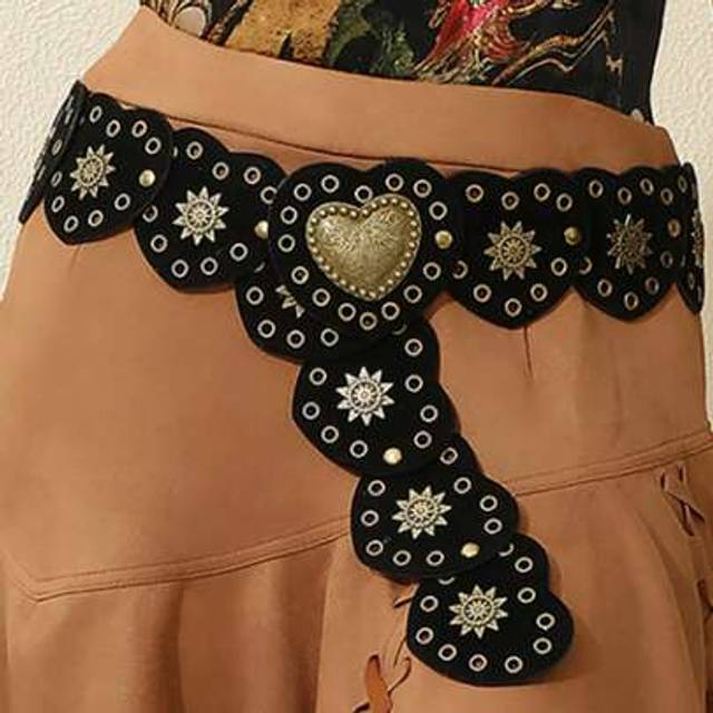 SHEIN 1pc Vintage Geometric Print PU (Polyurethane) Belt
