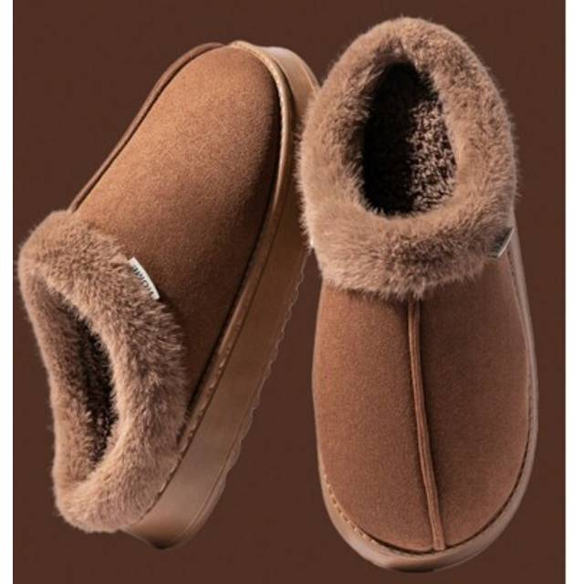 SHEIN Fashionable & Cozy Men&#39;s Coffee Fuzzy Slippers, Autumn/Winter, Slip Resistant Thick Fluffy House Slippers, Indoor Warm Shoes For Men And Women