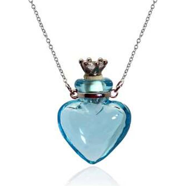 SHEIN 1pc Simple Colorful Glass Vial Pendant Necklace With Titanium Steel Chain, Suitable For Holding Perfume, Essential Oils, Pet Ashes - For Men & Women
