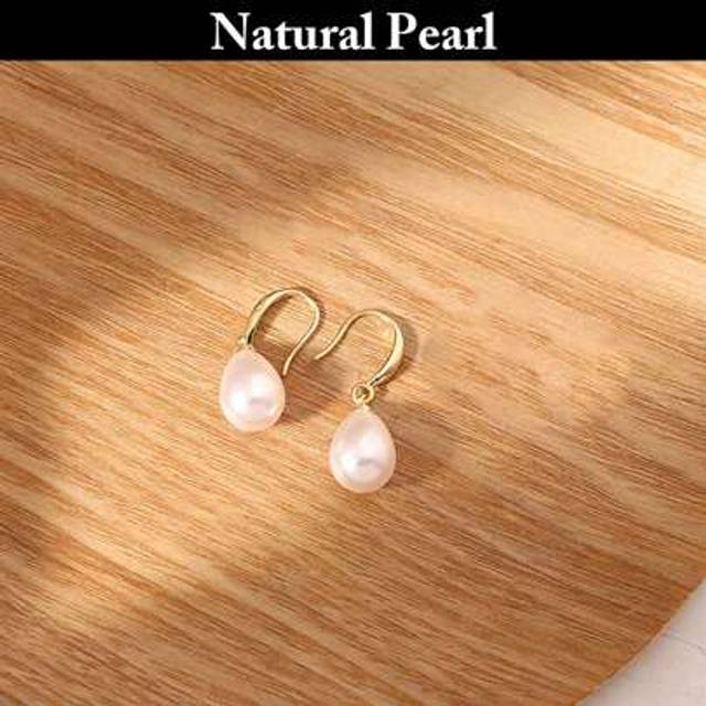 SHEIN 1 Pair White Rice 6*9mm Natural Freshwater Pearl And S925 Hook Elegant Earrings For Women Daily Life Or Party