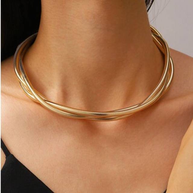 SHEIN 1pc Fashionable Minimalist Snake Bone Woven Necklace/Choker, Suitable For Women&#39;s Daily, Banquet And Party Wear
