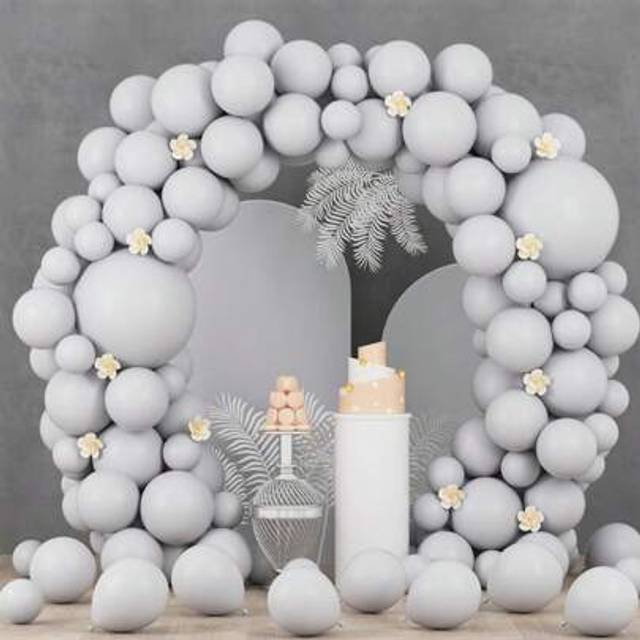 SHEIN 50/96 Pack Gray Balloons, Different Sizes 18/12/10/5 Inch Gray Balloon Wreath Arch Kit, Suitable For Weddings, Bridal Showers, Birthdays, Graduations,