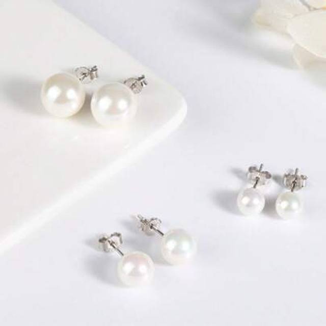 SHEIN 1 Pair S925 Sterling Silver Freshwater High Quality Pearl Stud Earrings, Simple Petite Elegant Design, Luxury Feminine Gift For Women, Girlfriend, Wed