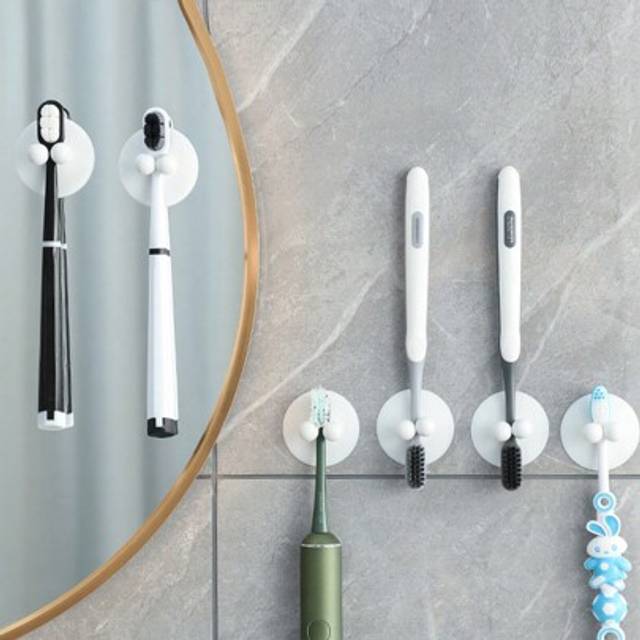 SHEIN 2/4pcs Suction Cup Toothbrush Holder, Toothbrush Organizer, Simple Design For Bathroom & Kitchen, No-Drill Home Bathroom Decor Summer