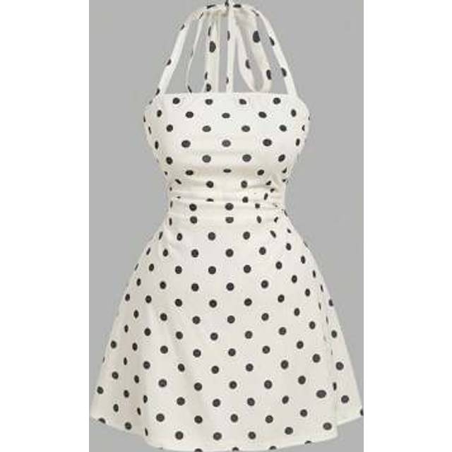 SHEIN Women Polka Dot Pattern Halter Mini Dress