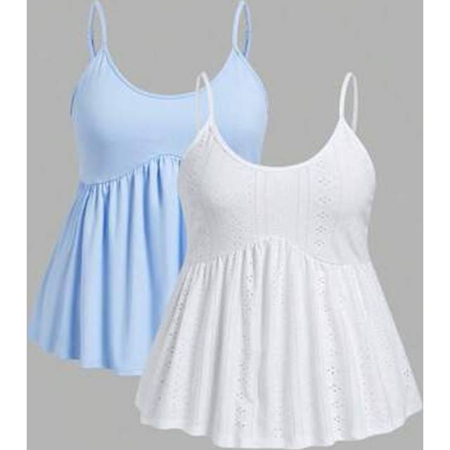 SHEIN Plus Size Blue & White Set - Camisole And Tank Top