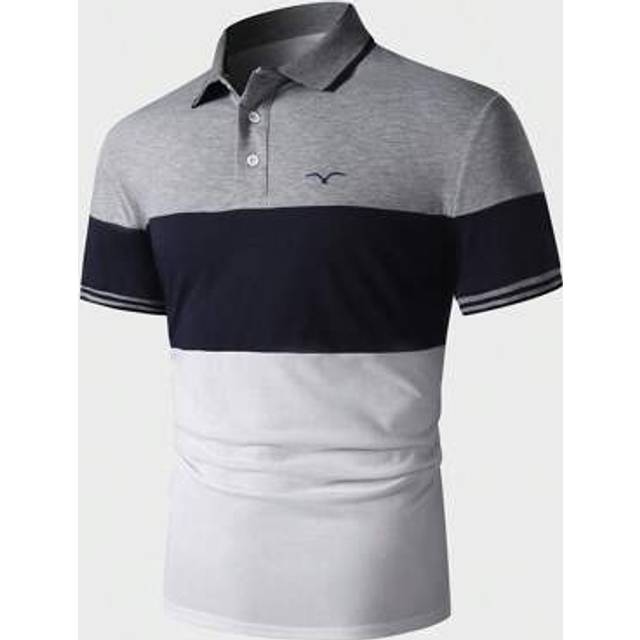 SHEIN Men&#39;s Plus Size Color Block Short Sleeve Polo Shirt, Going Out Casual Men Polo Shirtspolo Shirt For Men>Casual